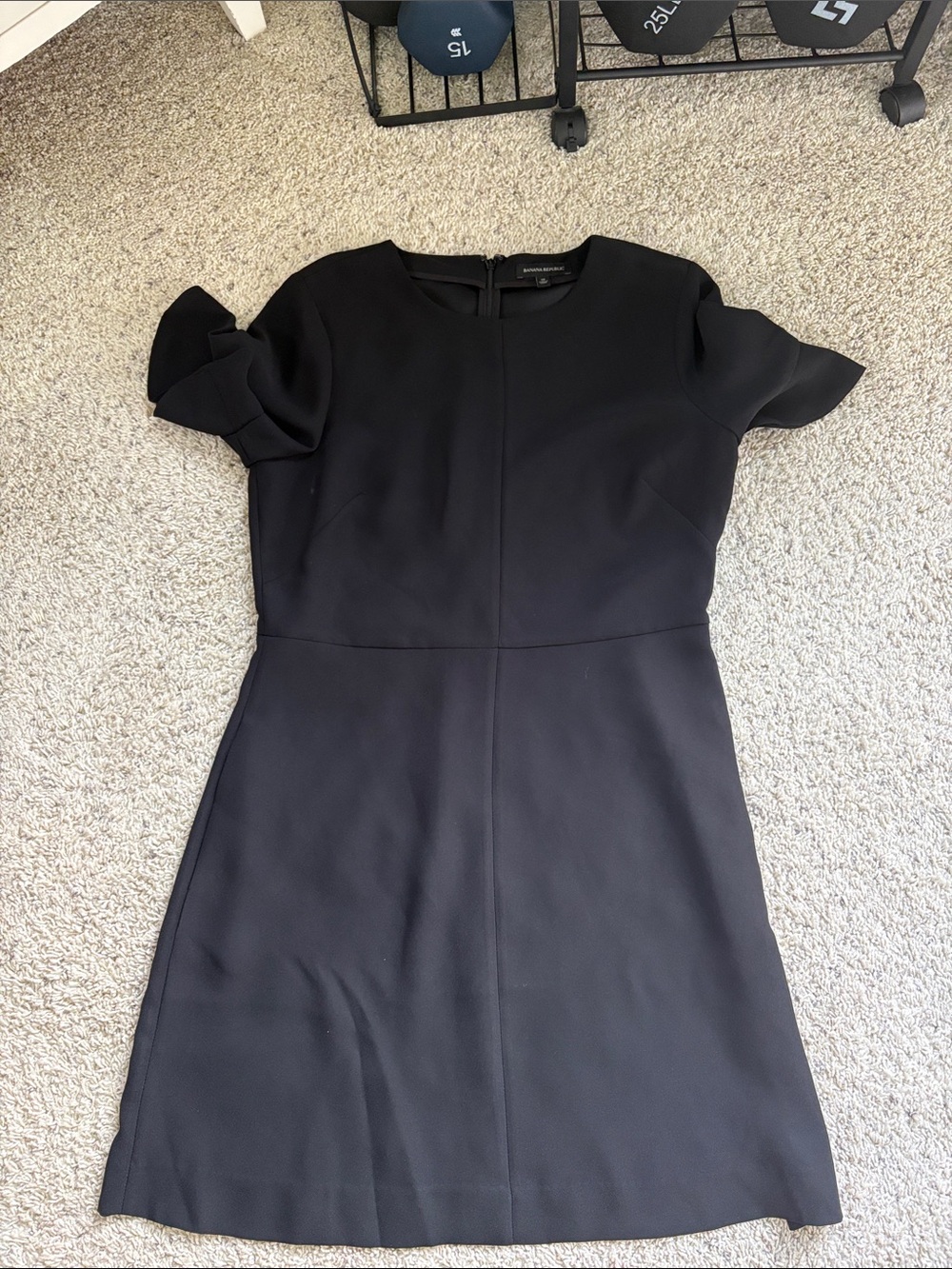 Banana Republic Black Mini Dress with Ruffle Short Sleeves